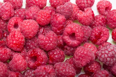 Taze toplanmış güzel bir kırmızı ahududu seçimi..