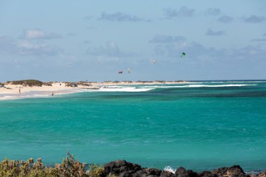 Fuerteventura, Kanarya Adaları Corralejo kumsalda. İspanya