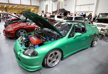 BMW motorcycle displayed at 3rd edition of MOTO SHOW in Krakow. Poland. Exhibitors present  most interesting aspects of the automotive industry