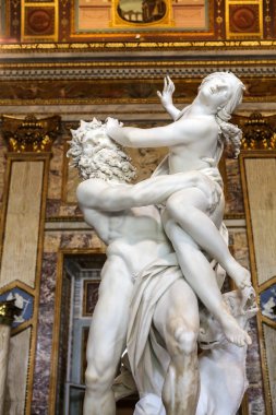 Barok Mermer heykel grubu tarafından İtalyan sanatçı Gian Lorenzo Bernini, tecavüz Proserpine içinde Galleria Borghese, Rome, İtalya