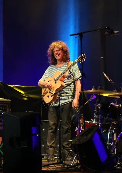 Pat Metheny tocando la guitarra acústica en el Summer Jazz Festival en Cracovia, Polonia . — Foto de Stock