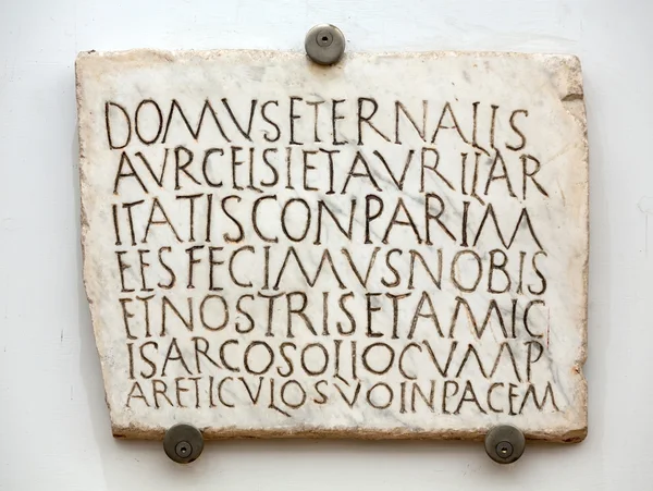 A funerary slab in the baths of Diocletian in Rome — Stock Photo, Image