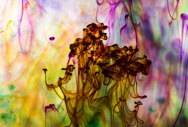 Acrylic colors and ink in water — Stock Photo, Image