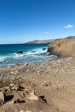 Rock coast Fuerteventura Güney Batı kısmında La Pared Köyü yakınında