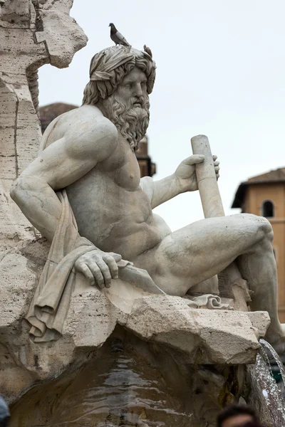 La Fontana dei Quattro Fiumi - Piazza Navona, Roma — Foto Stock