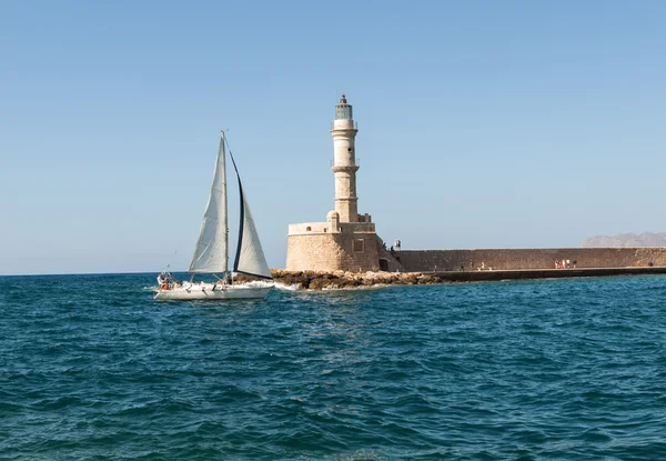 Enetian maják v Chania, Řecko, — Stock fotografie