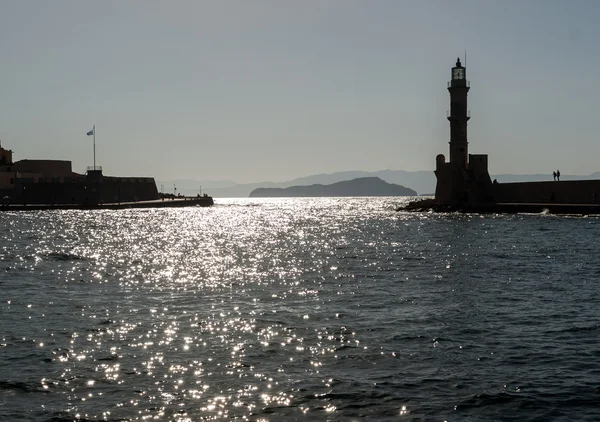 Wenecka latarnia morska w chania, Grecja, wyspa Kreta — Zdjęcie stockowe