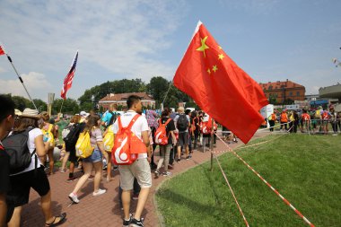 Dünya Gençlik Günü 2016 - Lagiewniki İlahi Merhamet Sanctuary Çin'den Hacılar. Cracow, Polonya