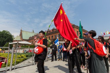 Dünya Gençlik Günü 2016 - Lagiewniki İlahi Merhamet Sanctuary Çin'den Hacılar. Cracow, Polonya