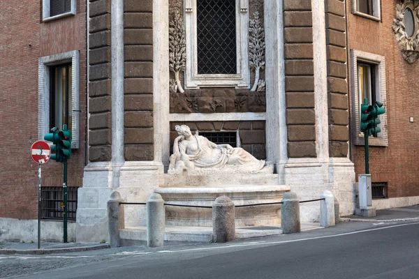 Four Fountains is a group of four Late Renaissance fountains  in Rome, Italy. The figure of one fountain  represent the goddess Dian — Stock Photo, Image