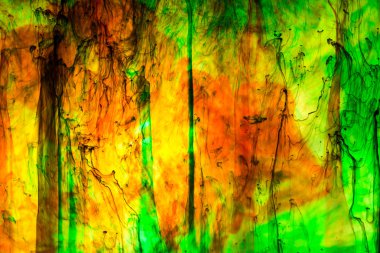 Akrilik renkler ve mürekkep su. arka plan.