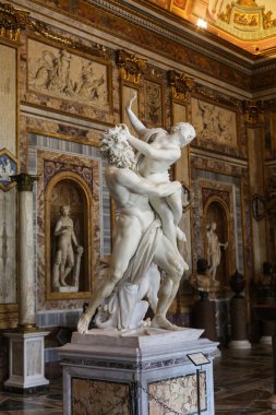  baroque marble sculptural group by Italian artist Gian Lorenzo Bernini, Rape of Proserpine in Galleria Borghese, Rome, Italy clipart
