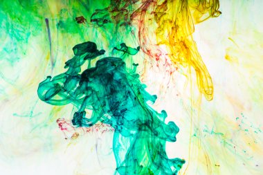 Akrilik renkler ve mürekkep su. arka plan.