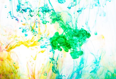 Akrilik renkler ve mürekkep su. arka plan.