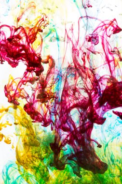 Akrilik renkler ve mürekkep su. arka plan.