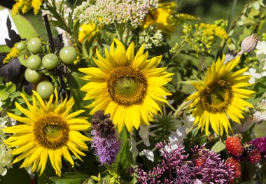 el yapımı güzel buketler çiçek ve otlar