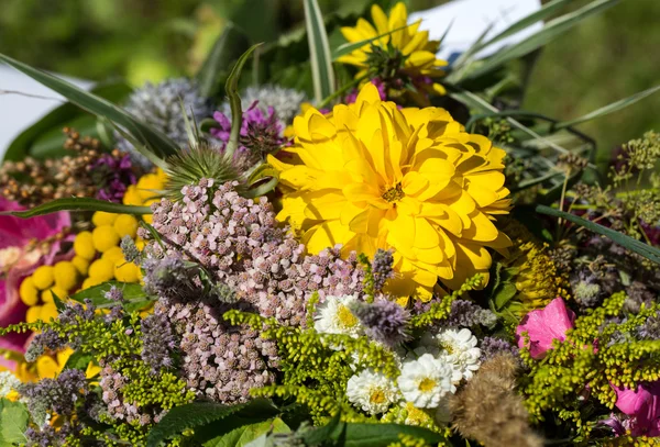 Handmade  beautiful bouquets from flowers and herbs — Stock Photo, Image