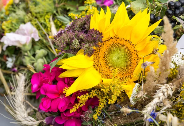 Handmade  beautiful bouquets from flowers and herbs — Stock Photo, Image