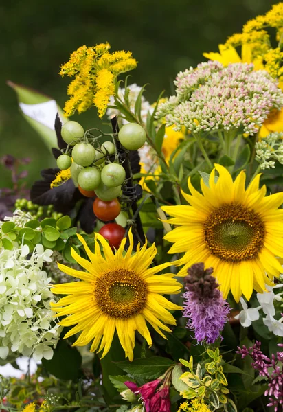 Handmade  beautiful bouquets from flowers and herbs — Stock Photo, Image