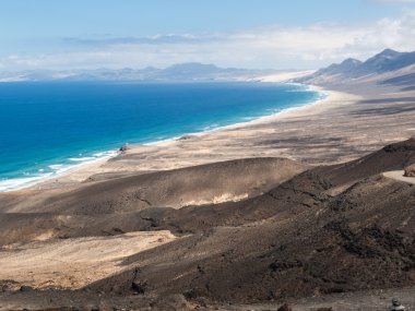 Cofete beach, Jandia Yarımadası, Fuerteventura görünümünden