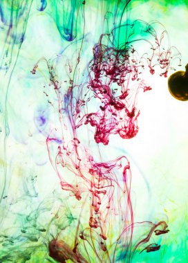 Akrilik renkler ve mürekkep su. arka plan.