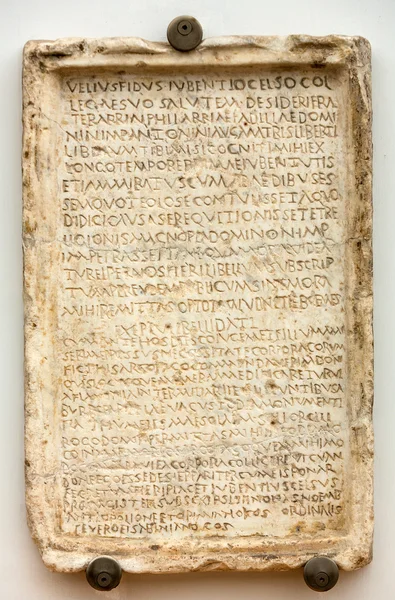 A funerary slab in the baths of Diocletian in Rome. Italy — Stock Photo, Image