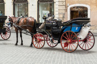  At kabinler Piazza di Spagna müşterileri için bekliyor. Roma. İtalya