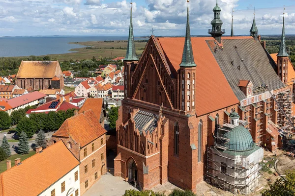 Frombork Polsko Září 2020 Renovace Střechy Katedrály Frombordu Polsko — Stock fotografie