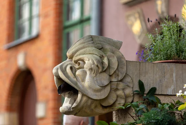 Gargoyle Mariacka Street Belangrijkste Winkelstraat Voor Amber Sieraden Oude Hanzestad — Stockfoto