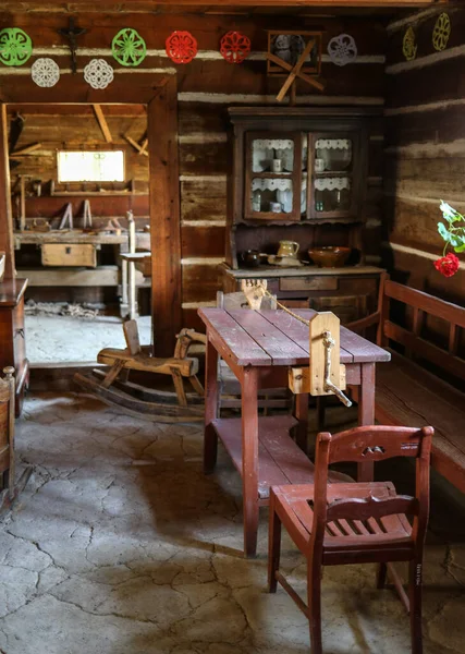 Wygiezlow Poland August 2020 Interior Wooden Rural Cottage Century Heritage — 图库照片