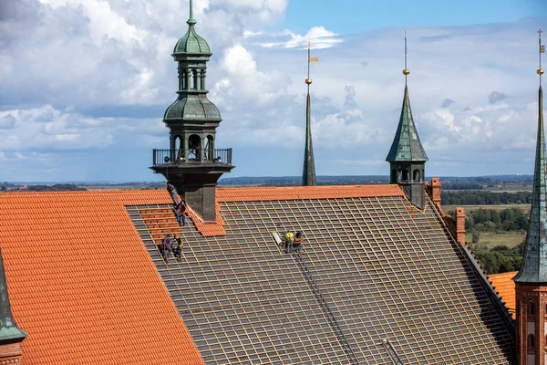 Frombork Polsko Září 2020 Renovace Střechy Katedrály Frombordu Polsko — Stock fotografie