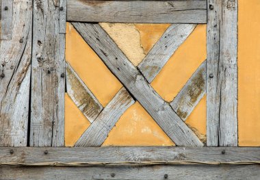  Troyes 'teki eski yarı keresteli binalar. Aube, Champagne-Ardenne, Fransa