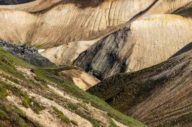 Fjallabak Doğa Rezervi 'ndeki Landmannalaugar volkanik dağları. İzlanda