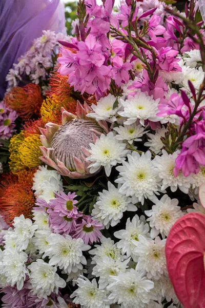 Beleza Decoração Florística Com Flores Tropicais Coloridas — Fotografia de Stock