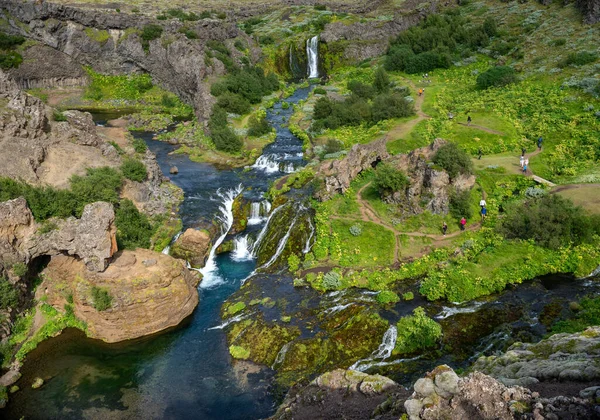 Hjalparfoss Island Juli 2017 Landschaftliche Landschaft Des Hjalparfoss Süden Islands — Stockfoto