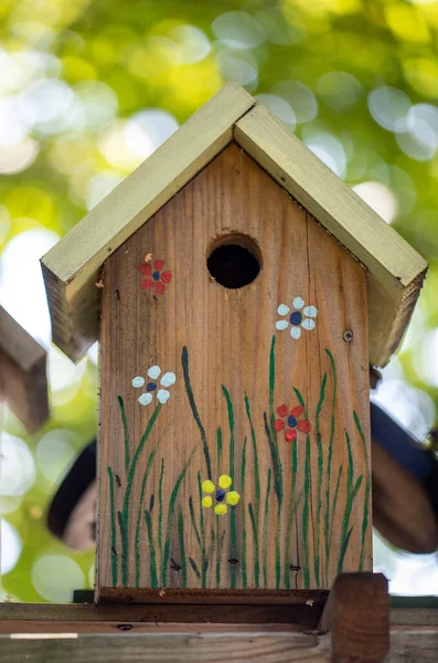 Old Decorative Colorful Wooden Bird House — Stock Photo, Image