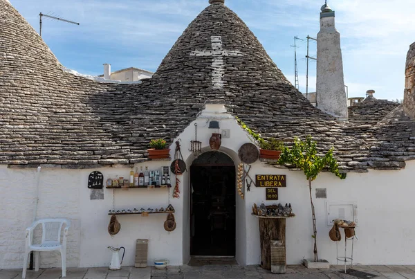 Alberobello Italia Septiembre 2019 Tienda Recuerdos Tradicional Casa Trulli Blanca — Foto de Stock