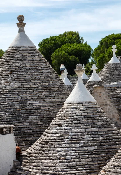 Stenen Daken Van Trulli Huizen Alberobello Italië Stijl Van Bouw — Stockfoto