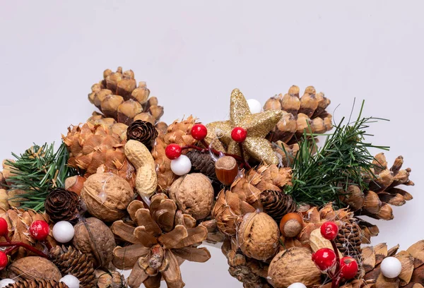 Christmas Decorations Pine Cones Nuts — Stock Photo, Image
