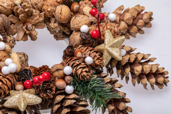 Christmas Decorations Pine Cones Nuts — Stock Photo, Image