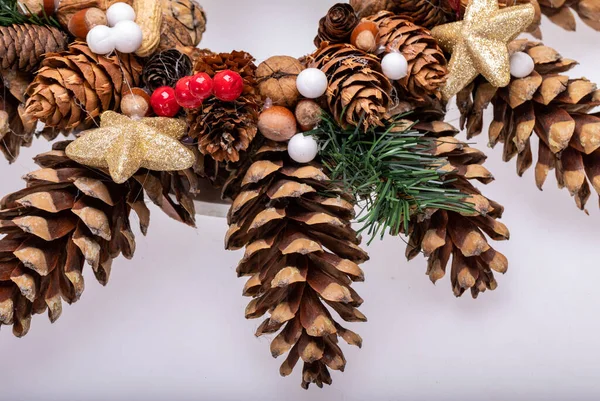 Christmas Decorations Pine Cones Nuts — Stock Photo, Image