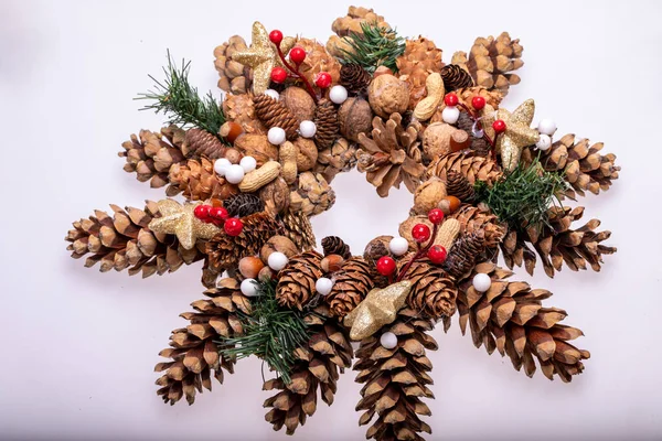 Christmas Decorations Pine Cones Nuts — Stock Photo, Image