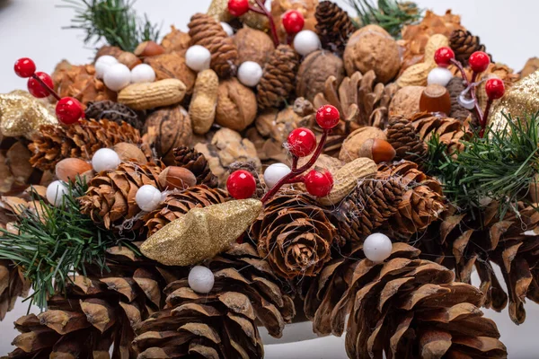 Christmas Decorations Pine Cones Nuts — Stock Photo, Image