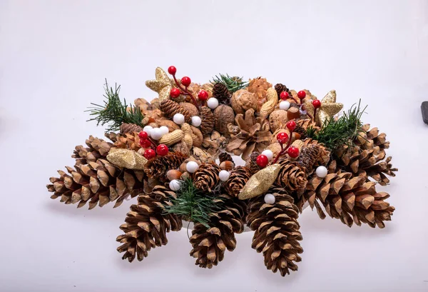 Christmas Decorations Pine Cones Nuts — Stock Photo, Image