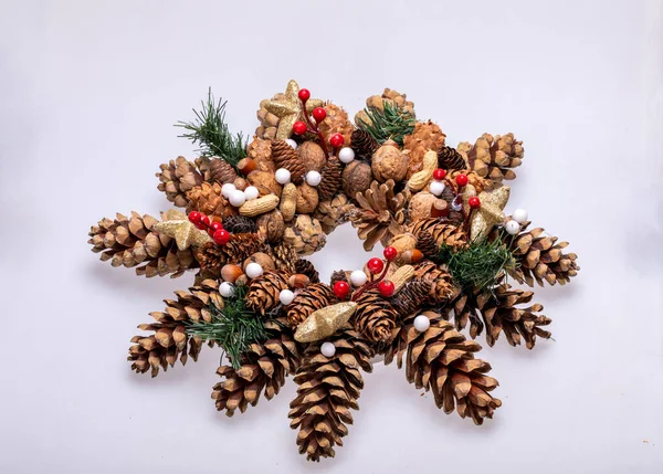 Christmas Decorations Pine Cones Nuts — Stock Photo, Image