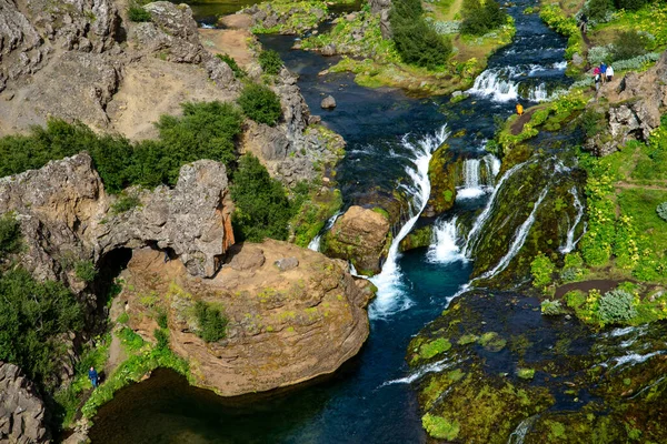 Hjalparfoss Islanda Luglio 2017 Paesaggio Paesaggistico Hjalparfoss Nel Sud Dell — Foto Stock