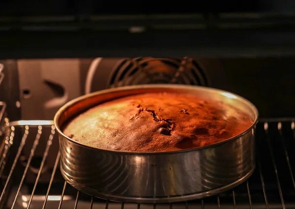 Freshly Made Homemade Cake Domestic Oven — Stock Photo, Image