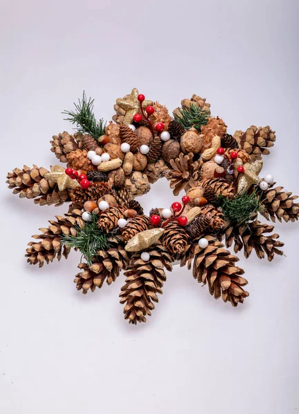 Christmas Decorations Pine Cones Nuts — Stock Photo, Image