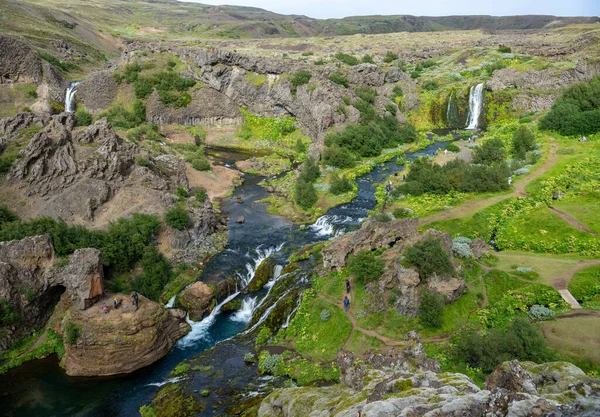 Hjalparfoss Islanda Luglio 2017 Paesaggio Paesaggistico Hjalparfoss Nel Sud Dell — Foto Stock