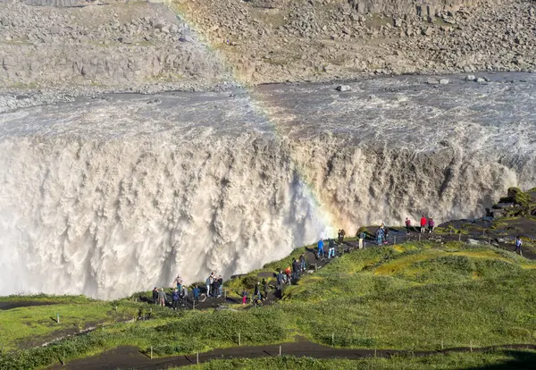 Dettifoss Islândia Julho 2017 Dettifoss Cachoeira Mais Poderosa Islândia Ele — Fotografia de Stock